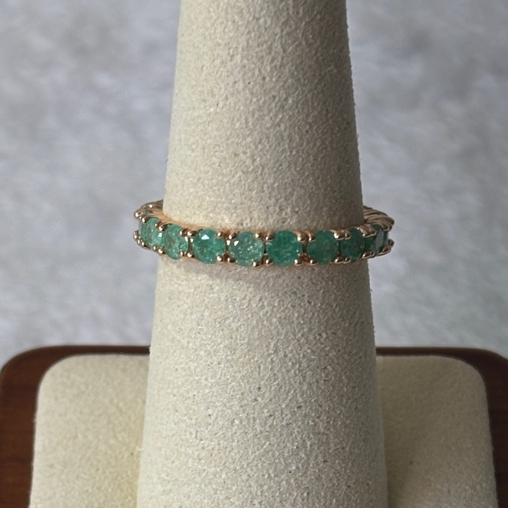 💚 NEW Green CZ Candy Eternity Ring 18K Gold Plated over Copper
